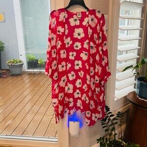 Anne Klein Large Pink, White and Black Shawl